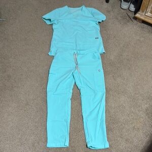 Figs Aqua Short Sleeve Top